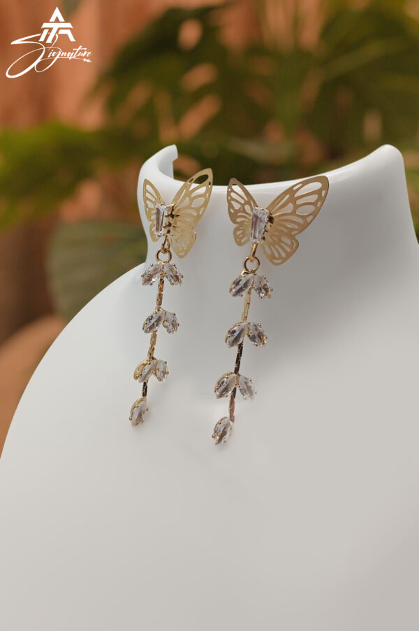 Golden Flutter Butterfly Drop Earrings