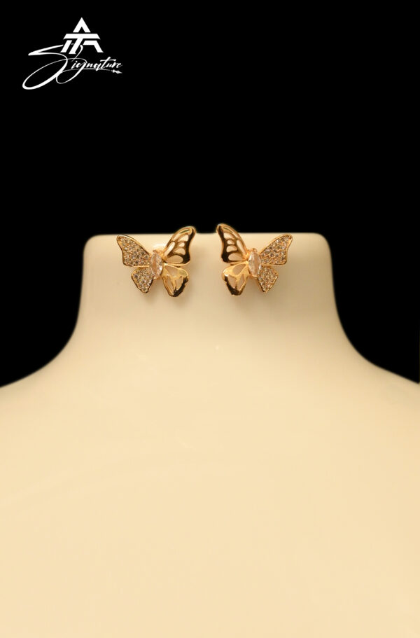 Gold Plated Zircon Butterfly pendant Set - Image 2