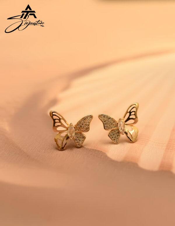 Gold Plated Zircon Butterfly pendant Set - Image 3