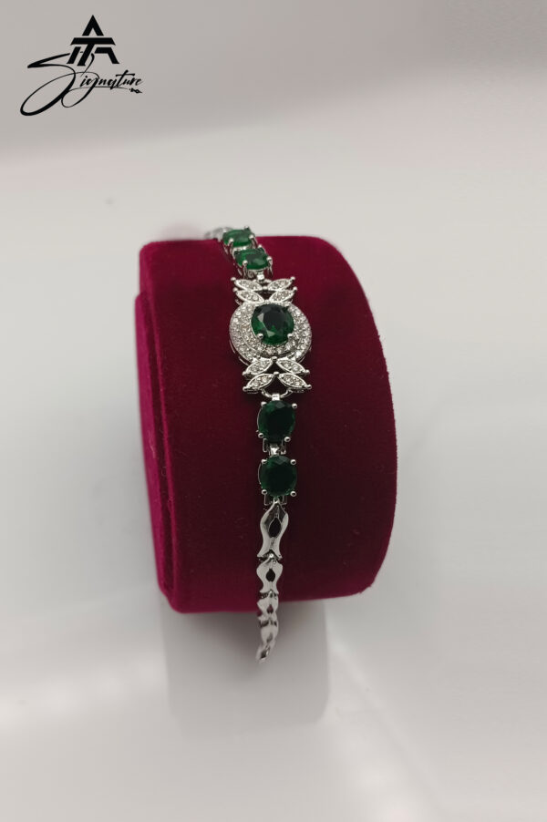 Silver Aurora Emerlad Green Bracelet - Image 3