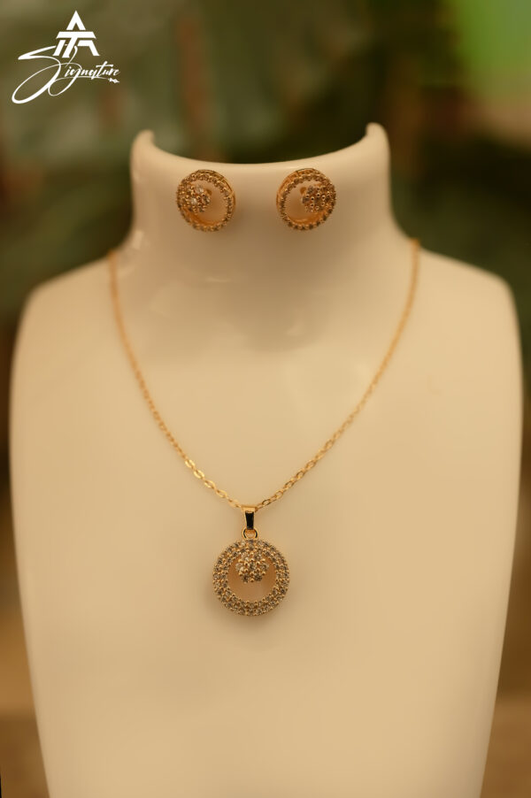 Golden Radiance Rhinestone Pendant Set