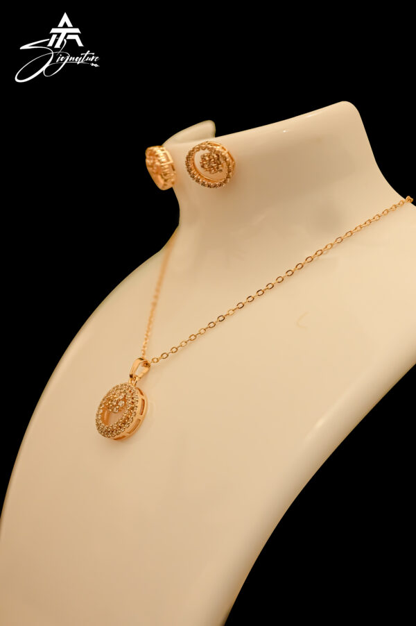 Golden Radiance Rhinestone Pendant Set - Image 2