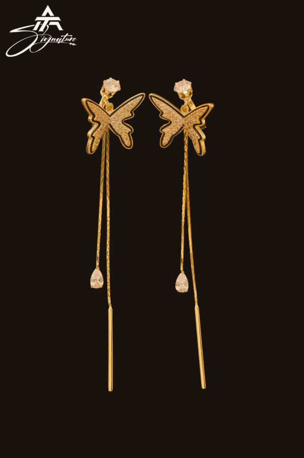 Butterfly Charm Zircon Drop Earrings - Image 2