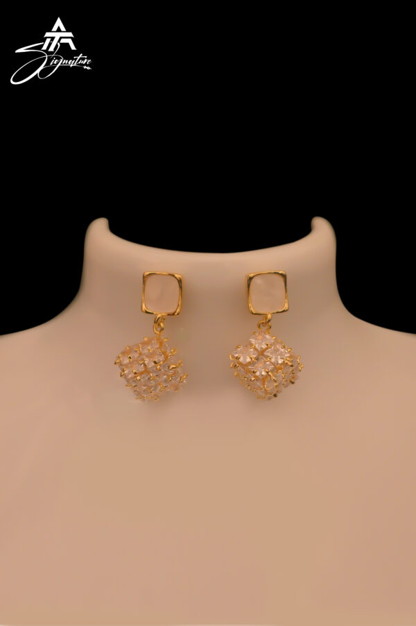 Gold-Plated Crystal Cube Zircon Earrings - Image 2