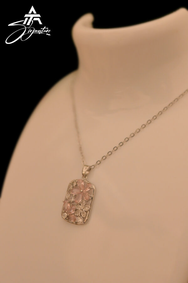 Pink Blossom Geometric Crystal Locket Chain - Image 2