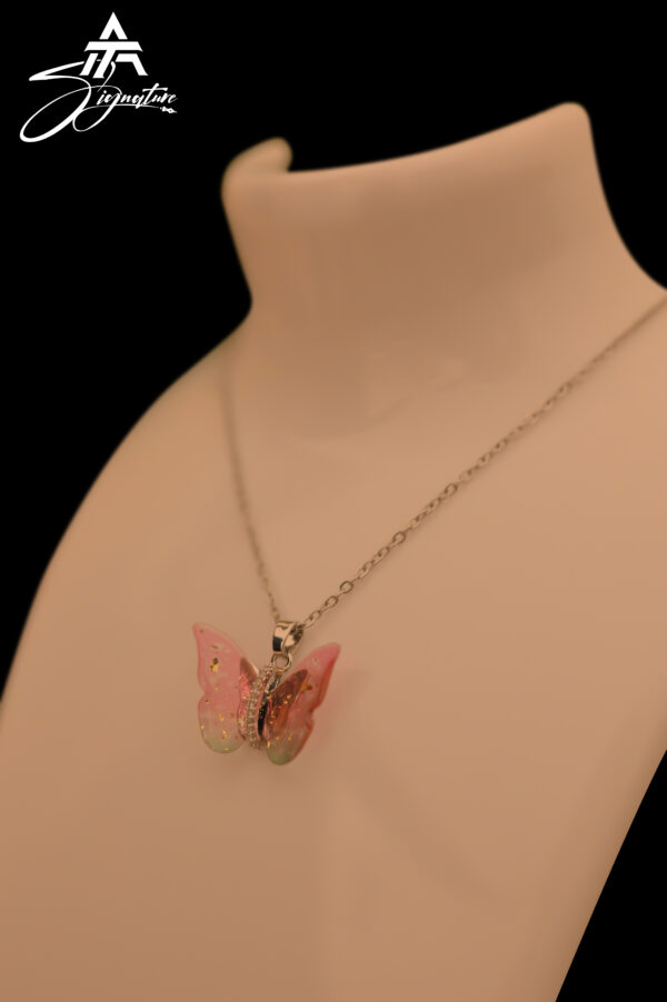 Pink & Green Butterfly Charm Locket chain - Image 2