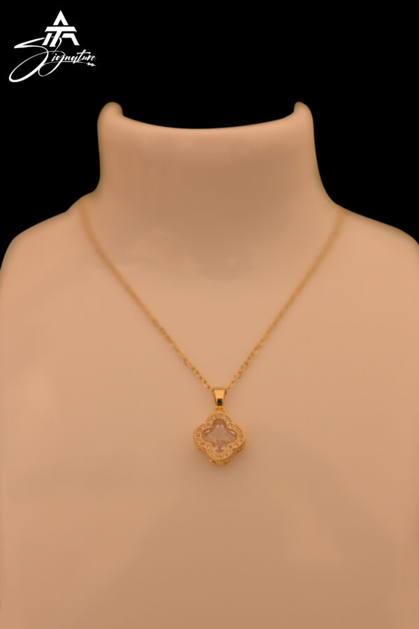 Luminous Gold & White Crystal Locket Chain - Image 2