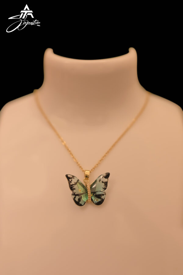 Turquoise Twilight Butterfly Locket Chain - Image 2