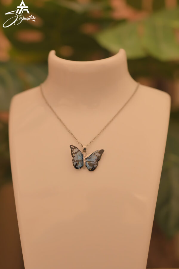 Opal Blue Butterfly Locket Chain