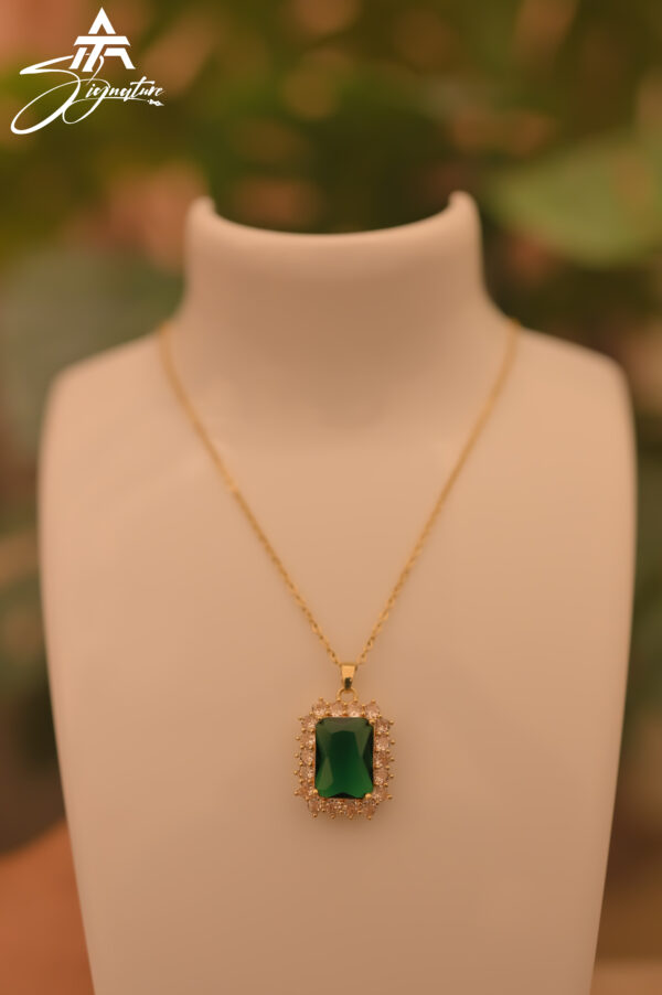 Majestic Gold & Emerald Zircon Locket Chain