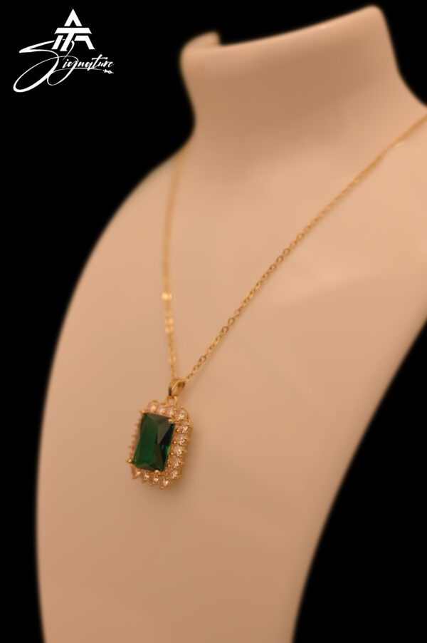 Majestic Gold & Emerald Zircon Locket Chain - Image 2